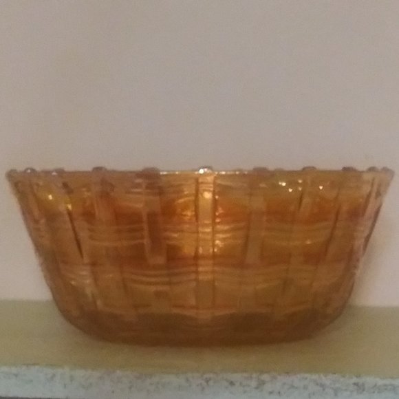 Accents Vintage Imperial Carnival Marigold Woven Glass Basket Poshmark